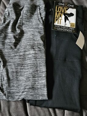 2 Pk. For $25 One 5 One Love My Fit Cozy Fleece-Lined Leggings Black & Heather.